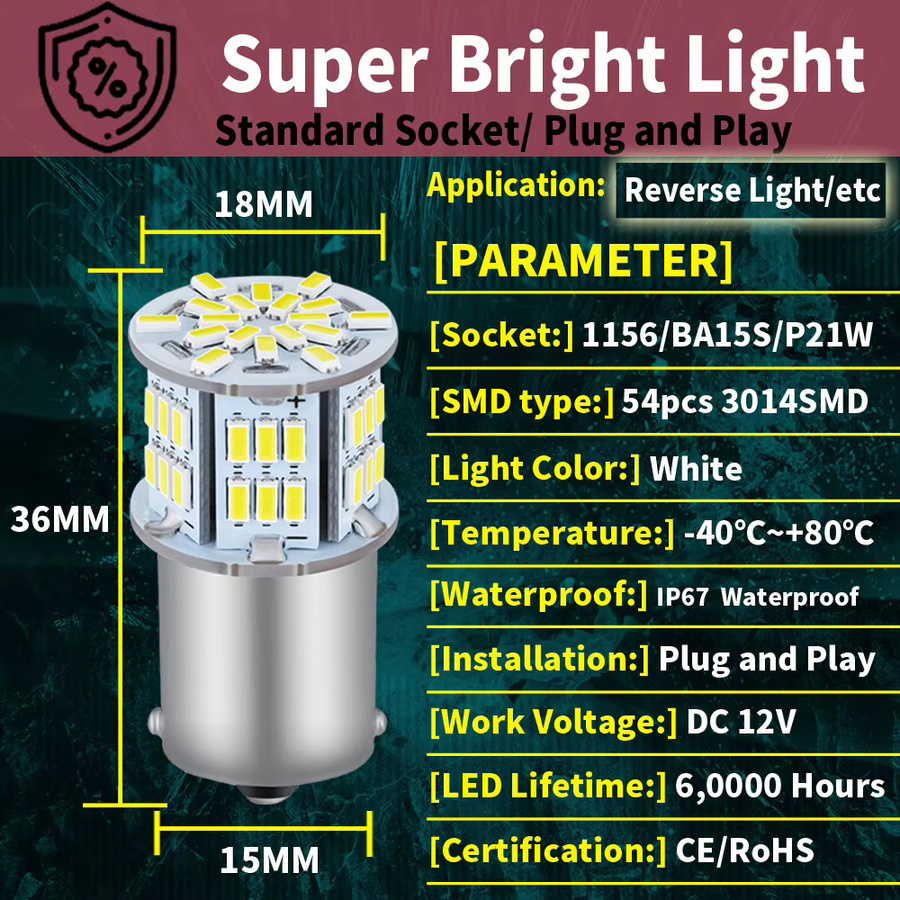 Neallor P21W 1156 BA15S LED Canbus Rückleuchten Set mit 6000 K für Rückfahrscheinwerfer, Bremslichter und Nebelschlussleuchten, 12V 24V - Bild 3