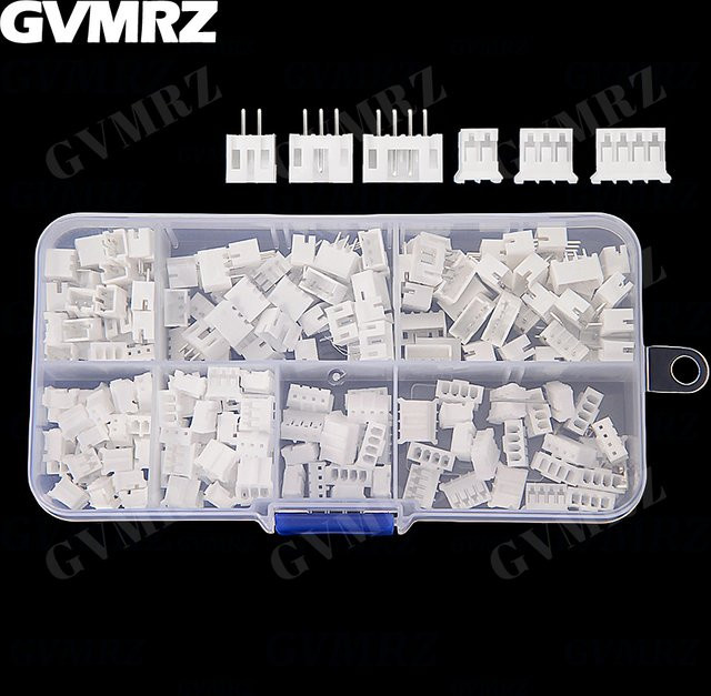 180er Set JST PH 2.0 Steckverbinder Kit mit männlichen und weiblichen Steckdosen in Weiß, gerade Pins, Pitch 2,0mm, 2P 3P 4P - Bild 1