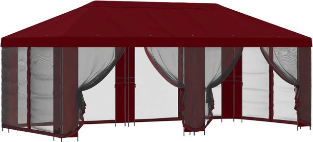 vidaXL Pavillon mit Seitenwänden in Bordeauxrot und Schwarz, B: 6 m, T: 3 m, H: 2,765 m - Bild 1