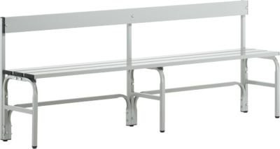 Sypro Umkleidebank mit Rückenteil aus Metall in Lichtgrau, Breite: 200 cm - Bild 1