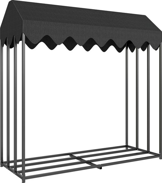 Outsunny Brennholzregal aus Stahl mit 600D Oxford-Schutzabdeckung für den Außenbereich, Schwarz, B/T/H: 186 x 70 x 185 cm - Bild 1