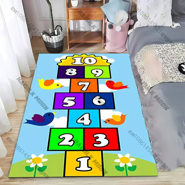 VIKAMA Spielteppich mit Hüpfspiel-Motiv für Kinder, bunter Bodenmatten-Teppich für Wohnzimmer oder Badezimmer, B/T/H: 120 x 40 x 40 cm, Mehrfarbig - Bild 1