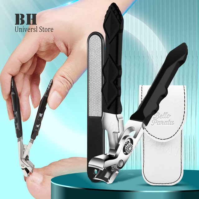 Nagelknipser mit abgewinkeltem Kopf, Nagelfeile und Aufbewahrungstasche, Unisex - Bild 1