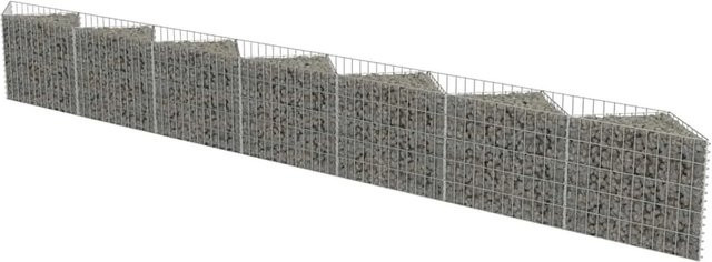vidaXL Gabionenwand aus verzinktem Stahl in Silber/Grau für die Landschafts- und Gartengestaltung, B/H/T: 450 x 30 x 50 cm - Bild 1