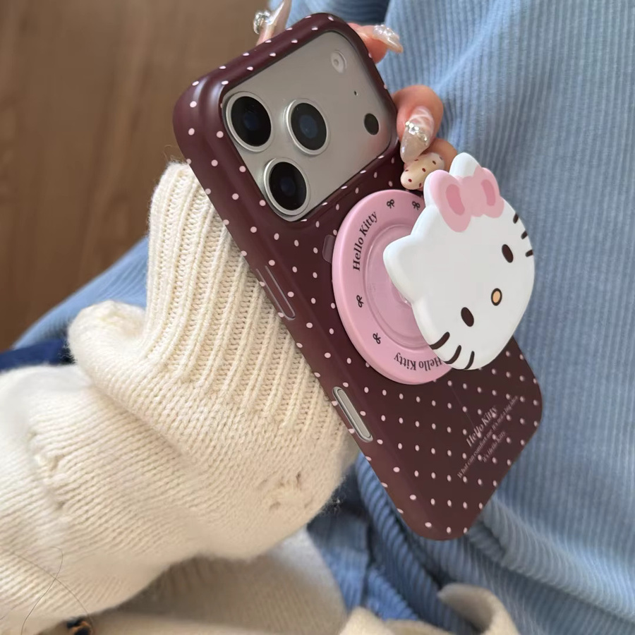 Sanrio Hello Kitty Magnetische Handyhülle mit Polka Dot Design und Ständer für iPhone 17 16 15 Pro Max inklusive MagSafe Unterstützung - Bild 4