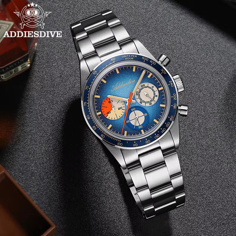 ADDIESDIVE Chronograph, Edelstahl, Schwarz, Quarz, Herren - Bild 5