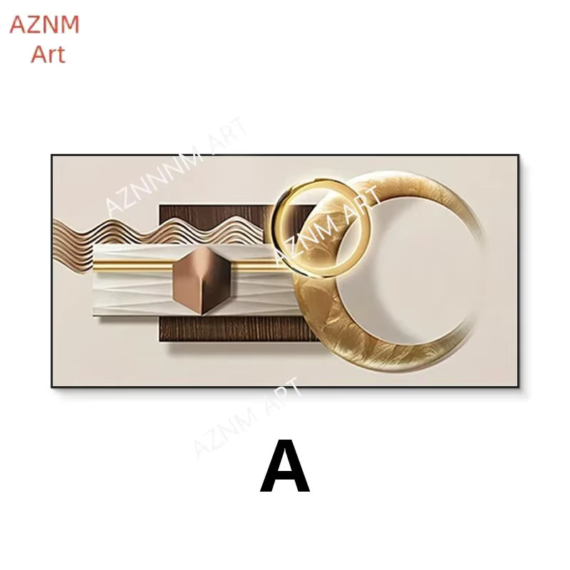 AZNM Wandkunst Modern Minimalistisch mit goldenem geometrischem Muster auf HD Leinwand - Bild 2