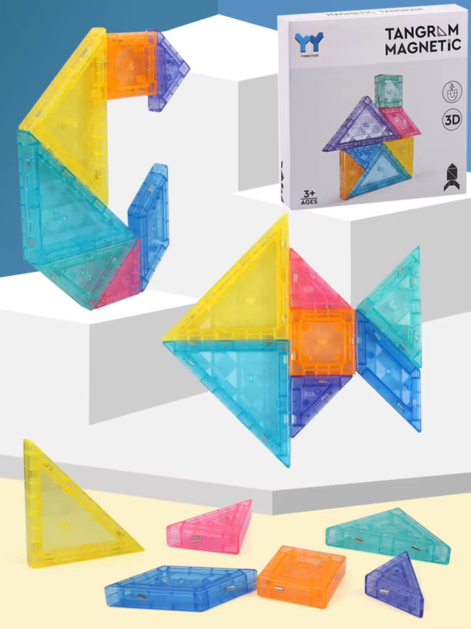 Brozebra Montessori Magnetisches Tangram-Puzzle 3D, Lernspielzeug, ab 3 Jahre - Bild 3