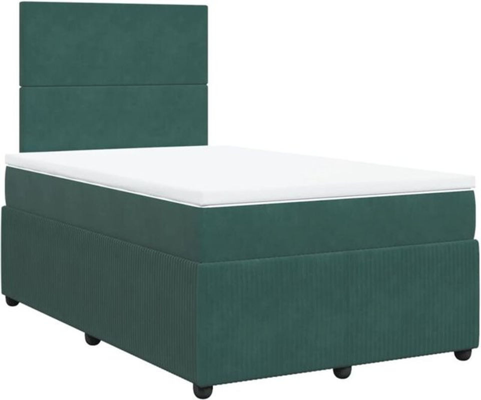 vidaxl Boxspringbett mit Matratze aus Samt in Grün, B/T/H: 120 x 190 x 140,5 cm - Bild 1