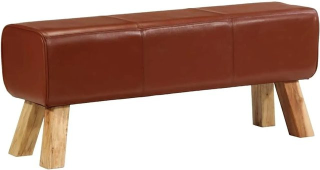 DELUKE Sitzbank PFERO aus Echtleder und Massivholz Mango in Braun-antik, B: 110 cm, H: 46 cm, T: 30 cm - Bild 1
