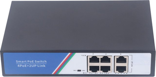 Fishine Ethernet Switch mit 6 Ports, 12Gbps Switching-Kapazität, Netzwerk-Splitter in Schwarz - Bild 1