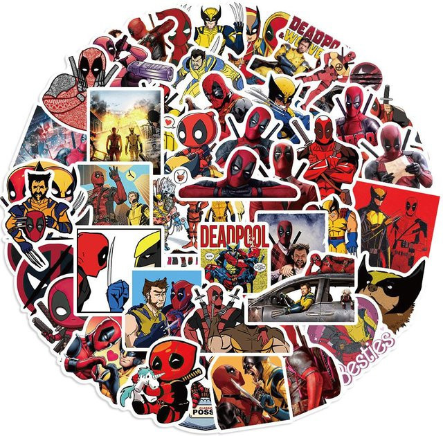 50 Stück Deadpool und Wolverine Graffiti Aufkleber Set von Binchi Outdoor Product in Multicolour für Fahrrad, Notizbücher und Federmäppchen - Bild 1