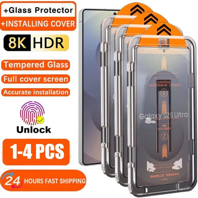 Displayschutzfolie aus gehärtetem Glas mit oleophober Beschichtung für Samsung Galaxy S26 Ultra S25 S24 S23 Plus S22 S20 FE, transparent - Bild 1