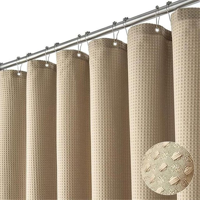 Wasserdichter und schimmelabweisender Duschvorhang von For Future in Beige mit Eisenhaken, B/H: 150 x 180 cm - Bild 1