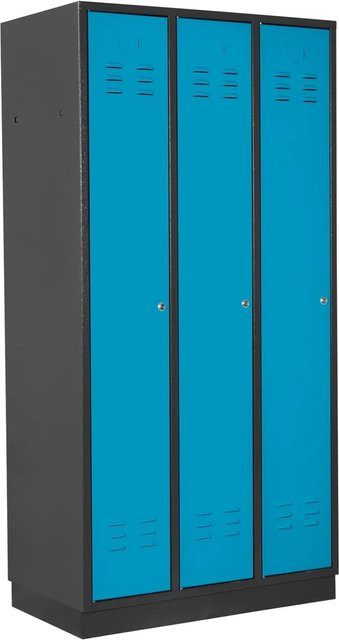 PROREGAL Garderobenschrank Ermine mit 3 Türen aus Stahlblech in Anthrazit-Blau, H x B x T: 177,5 x 89 x 50 cm - Bild 1