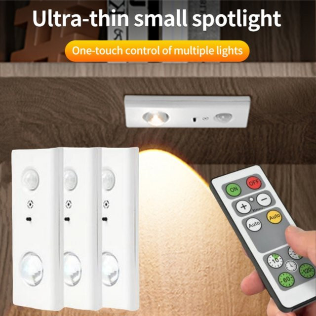 GGBEE Wiederaufladbare LED-Unterbauleuchte mit Bewegungssensor, Fernbedienung und Timer in Weiß für Küche, Kleiderschrank und Schlafzimmer - Bild 1