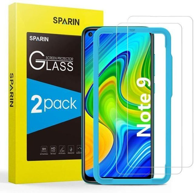 LittleMonkey Panzerglas für Redmi Note 9 Displayschutzfolie mit Ausrichtungswerkzeug, transparent, 9H Härtegrad - Bild 1