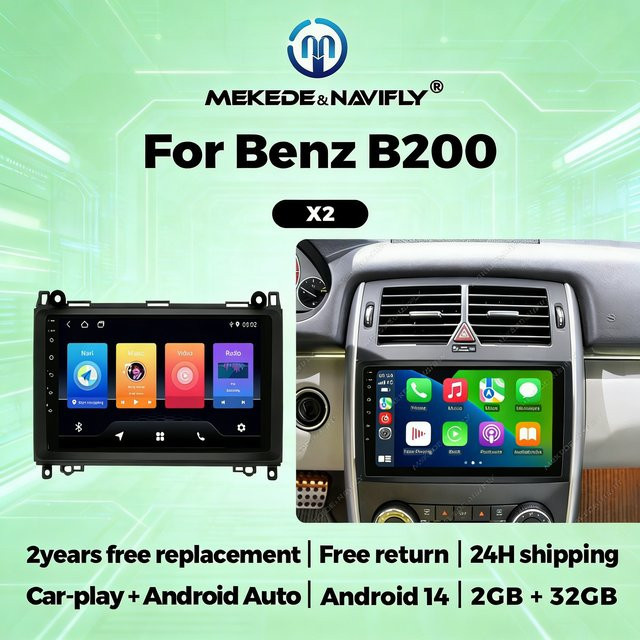 STRONGNAVI Android 14 Autoradio für Mercedes Benz W169 W245 B200 W906 Sprinter W639 Vito mit kabellosem CarPlay, Android Auto und Bluetooth in Schwarz - Bild 1
