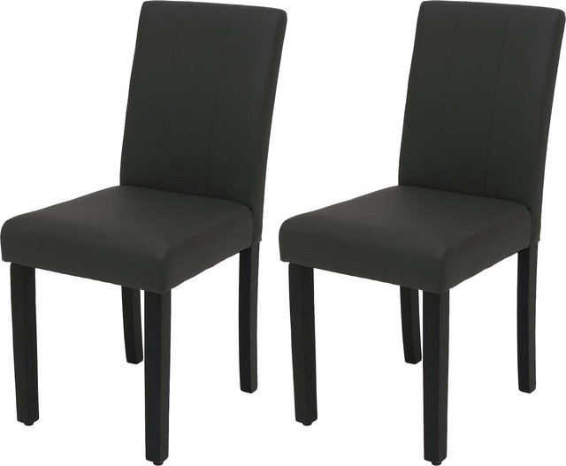 2er-Set MCW Esszimmerstuhl O65d Polsterstuhl aus Kunstleder in Dunkelgrau - Bild 1