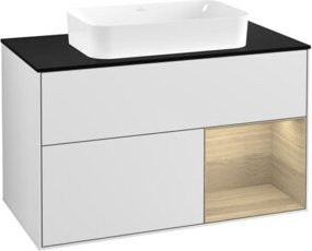 V&B Waschtischunterschrank Finion mit Wandbeleuchtung in Weiß lackiert, Breite: 100 cm, Tiefe: 60,3 cm - Bild 1