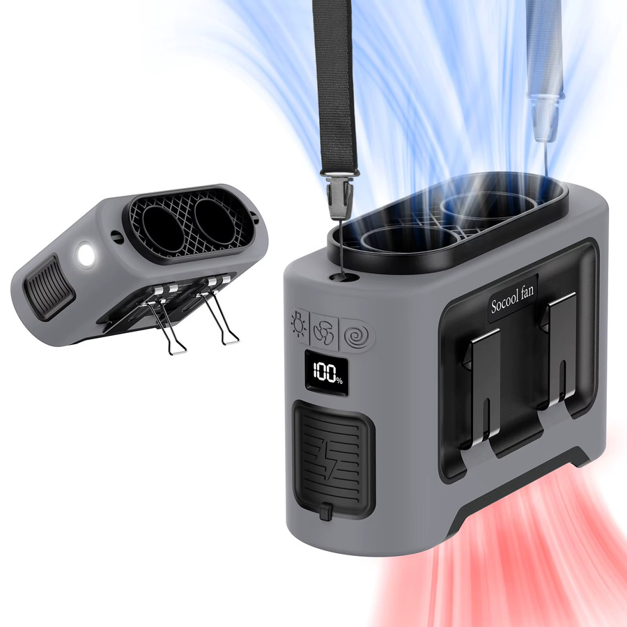 Socoolfan Outdoor-Ventilator tragbar mit 14500 mAh Akku für Taille und Hals in Schwarz und Grau - Bild 7