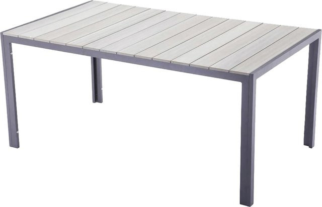 DELUKE Gartentisch LINA rechteckig aus Kunststoff in Hellgrau, wetterfester Terrassentisch für den Außenbereich, B/T/H: 150 x 90 x 72 cm - Bild 1