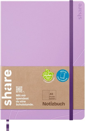 share Notizbuch A5 mit Hardcover und Punktraster in Lavendel/Violett