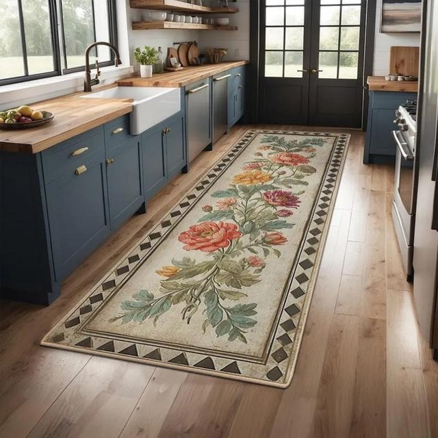 Lodestar Läufer Teppich Klassisch Floral, Maschinenwaschbar und Rutschfest, Multicolour, B: 40 cm, L: 120 cm - Bild 1