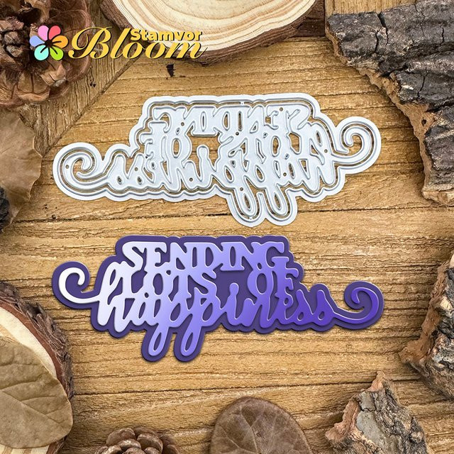 Metall-Stanzformen für Scrapbooking mit Glücksworten in Silber zur dekorativen Prägung - Bild 1