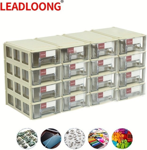 LEADLOONG Mini Schubladen Organizer für Schraubenteile und Kleinteile, Weiß, B/T/H: 14 x 9 x 4 cm - Bild 1