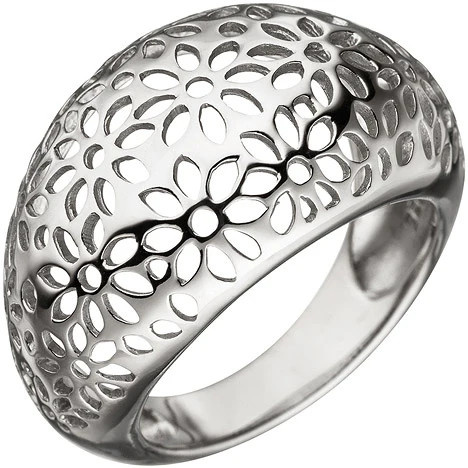 Colfem Ring Damen, 925 Silber, Blumen Muster, Ringgröße 58 - Bild 1