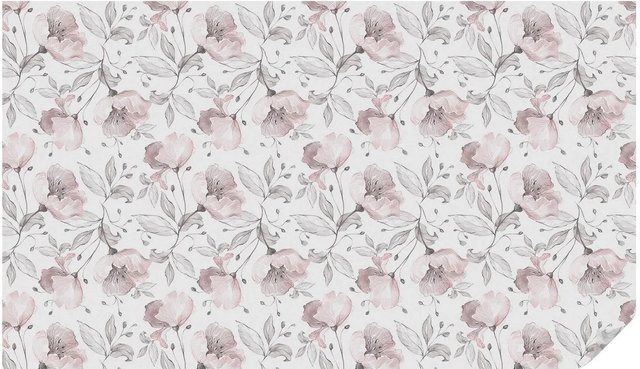 Tulup Buntglasfolie mit Rosenblatt-Motiv in Schwarz, Weiß und Pink, B/H: 200 x 116 cm - Bild 1