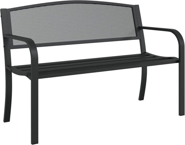furnicato Gartenbank aus Stahl mit Armlehnen Schwarz B: 119 cm, H: 82 cm, T: 52 cm - Bild 1
