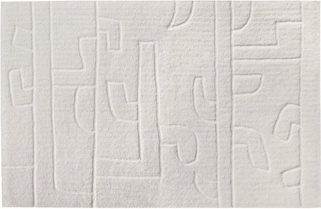 Vente-unique Wohnzimmerteppich Coralie aus neuseeländischer Wolle in Elfenbein mit Relief-Optik, B/T: 230 x 160 cm - Bild 1