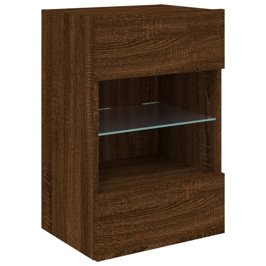 vidaXL TV-Wandschrank in Braun mit integrierter LED-Beleuchtung, B/T/H: 40 x 30 x 60,5 cm - Bild 2