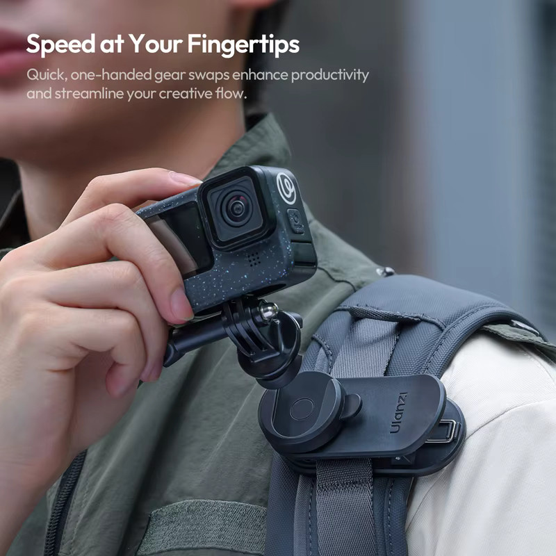Ulanzi CK02 Rucksack-Kamera-Clip-Halterung für DJI Osmo Pocket 3 4 4P in Schwarz mit Schnellwechselplatte und 1/4 Zoll Schraube - Bild 3
