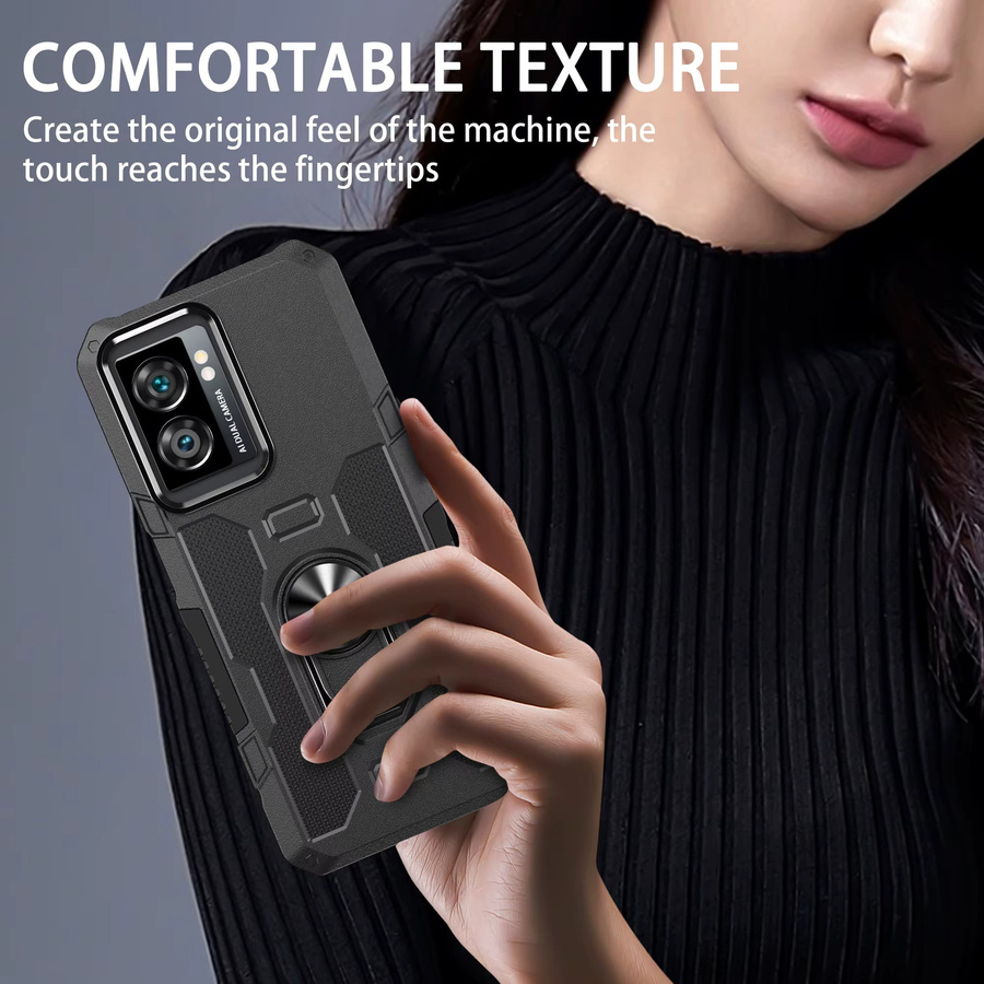 Stoßfeste Magnetische Schutzhülle für OPPO Reno 6Lite, A77S, A74, A57S, A55, A54, A53 4G/5G, F19, F9 mit Ringhalterung in Schwarz - Bild 3