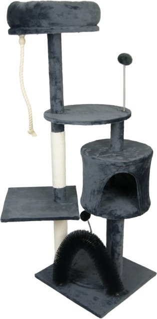 Rohrschneider Katzenbaum zum Klettern und Kratzen mit Höhle und Spielzeug in Beige - Bild 1