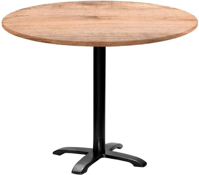 RestooTab Tisch Bazila rund mit Eichen-Dekor und schwarzem Gestell, Höhe: 74 cm, Durchmesser: 110 cm - Bild 1