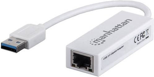 Manhattan Gigabit Ethernet Adapter USB-A zu LAN Netzwerkadapter 1 GBit/s in Weiß - Bild 1