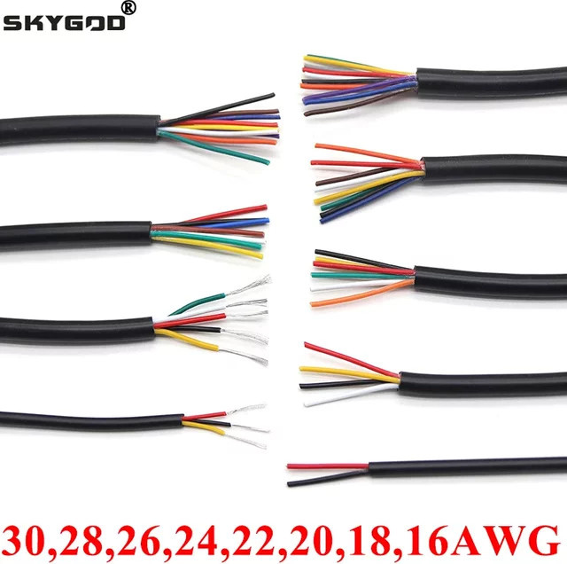 UL2464 ummanteltes Kupfer-Signalkabel in Schwarz, erhältlich in verschiedenen AWG-Stärken und Aderzahlen für Audio- und Elektronikanwendungen - Bild 1