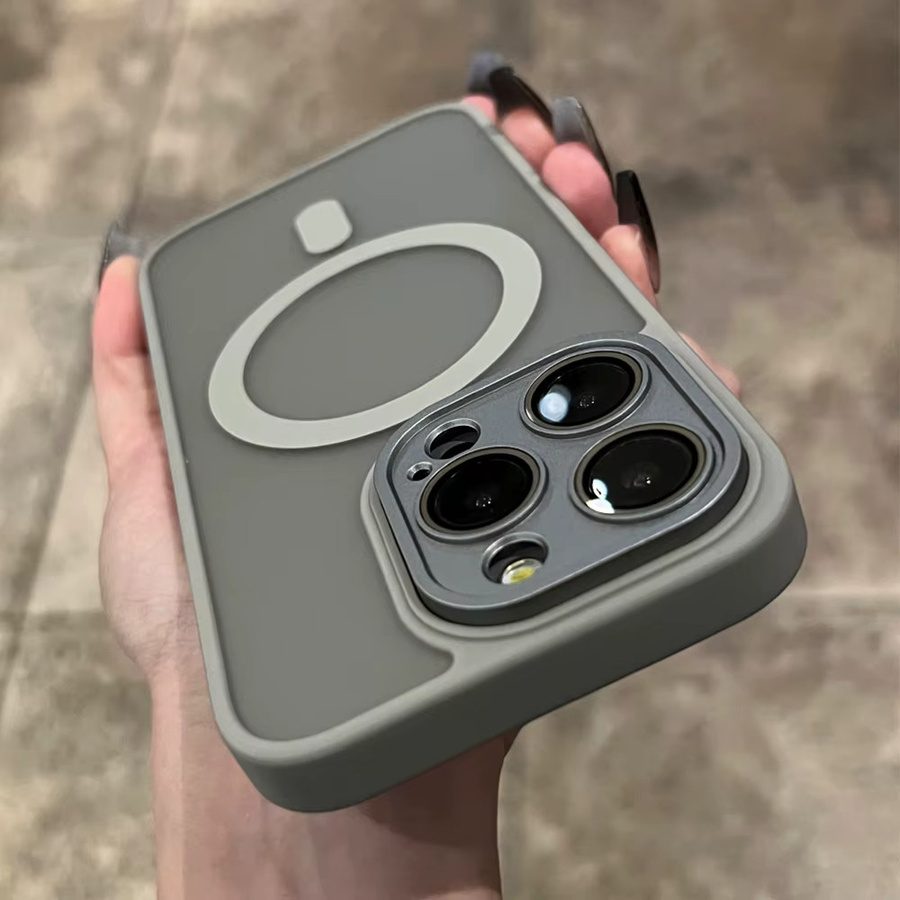 Xeber MagSafe Magnetische Hülle Matt Frosted Translucent Stoßfeste Schutzhülle für iPhone 16 15 Pro Max 14 13 12 11 in Transparent, Purple und Grey - Bild 1