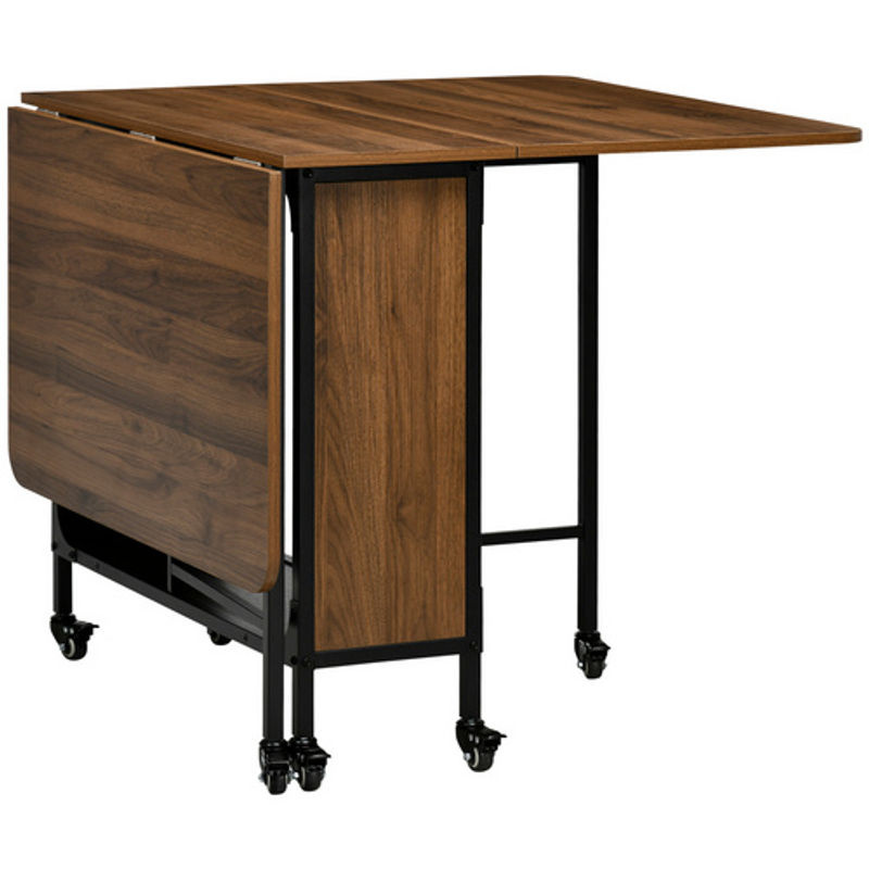 HOMCOM Esstisch aus Spanplatte und Metall in Braun, klappbarer rechteckiger Tisch mit Rollen, B/T/H: 130 x 80 x 74 cm - Bild 5