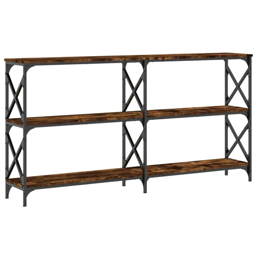 vidaXL Konsolentisch Räuchereiche aus Holzwerkstoff und Stahl, B/T/H: 156 x 28 x 80,5 cm - Bild 2