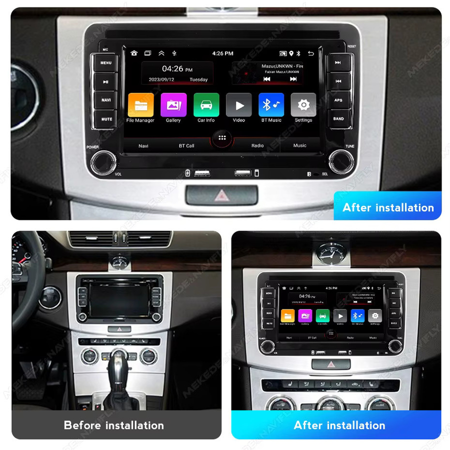MEKEDE Android 15 Autoradio mit Navigation und Carplay für Volkswagen Passat B6 B7 Golf 5 6 Polo Jetta sowie Skoda in Schwarz - Bild 2