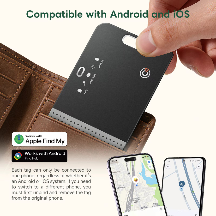 Xiaomi Ultraflacher Mini-Card-Tag Smart-Locator in Schwarz, kabellos aufladbar, kompatibel mit Google Find My Device und Apple App - Bild 5