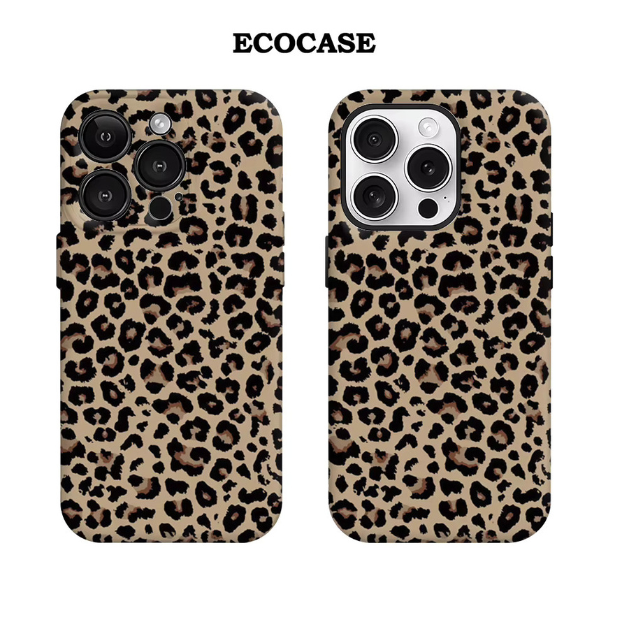 Handyhülle mit klassischem Leopardenmuster für Apple iPhone 17 16 15 14 13 12 11 Pro Max Plus in Multicolour mit doppelschichtiger Rückseite - Bild 2