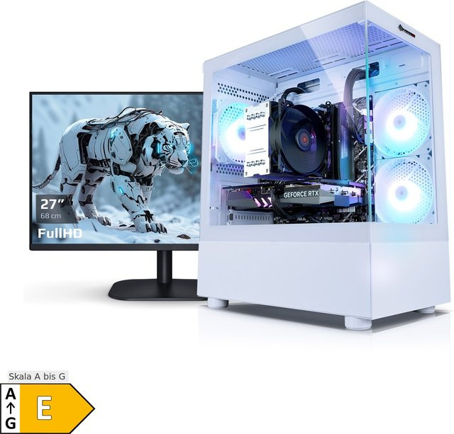 Kiebel Gaming PC Viper V in Weiß mit 27 Zoll TFT Monitor, AMD Ryzen 7 5700X, 32GB DDR4, NVIDIA RTX 5060 8 GB, 1TB SSD und Windows 11 sowie WLAN - Bild 1