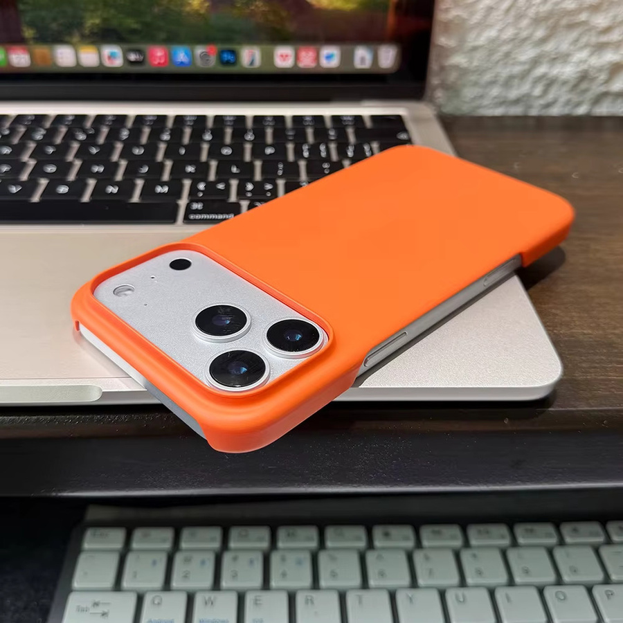 YUEDESHENG Ultradünne Handyhülle aus mattiertem PC für iPhone 17 Air 16 15 Pro 14 Plus 13 12 Pro Max Mini in Schwarz und Orange - Bild 2
