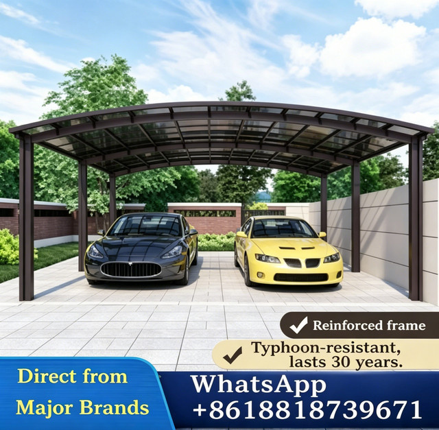 VillaShelter Carport Baldachin aus Aluminiumlegierung in Grau mit gebogenem Design - Bild 1